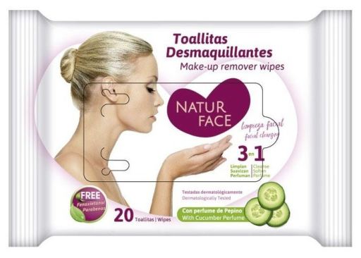Natur Face Make-up Remover Wipes Cucumber 20 units