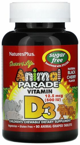 NaturesPlus Animal Parade Vit D3 500Ui 90 Tablets Mast
