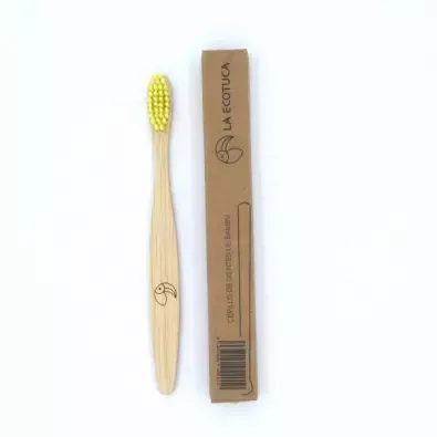 Soft Yellow Bamboo Toothbrush for Kids